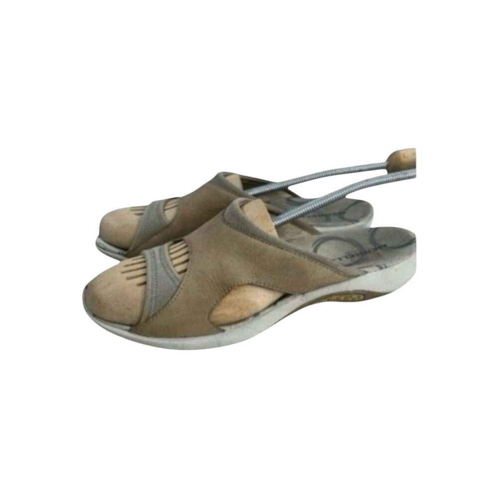 Merrell Palmetto Women Sandals Size 12 Leather Brown Tan Slides Slip On Shoes